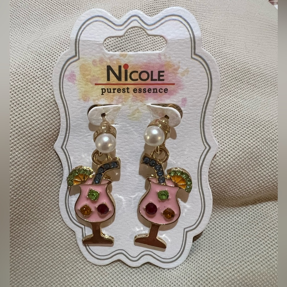 Nicole Gold Cocktail Earrings NWT - Picture 3 of 3